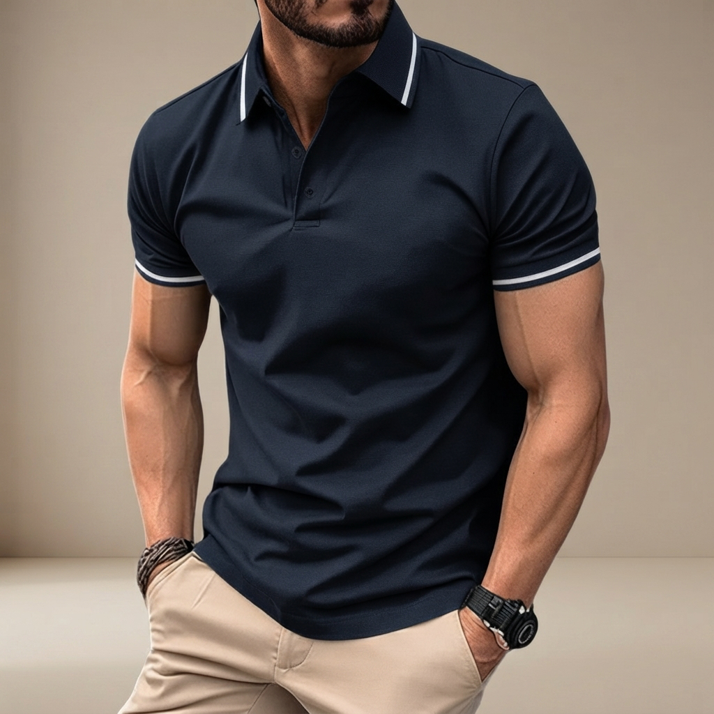 Elvan - Camisa Polo Casual con Medio Botón