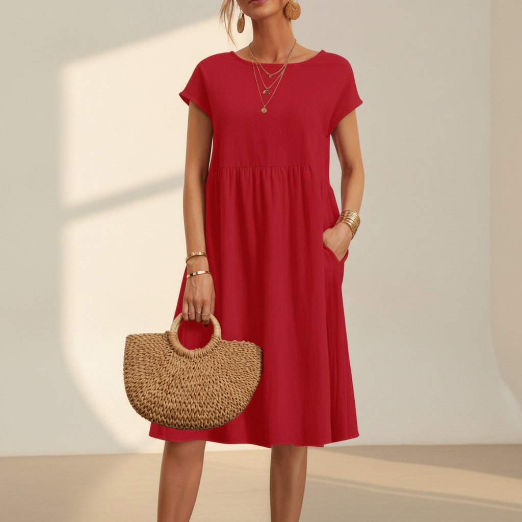 Nubia - Vestido Midi Elegante con Cuello Circular