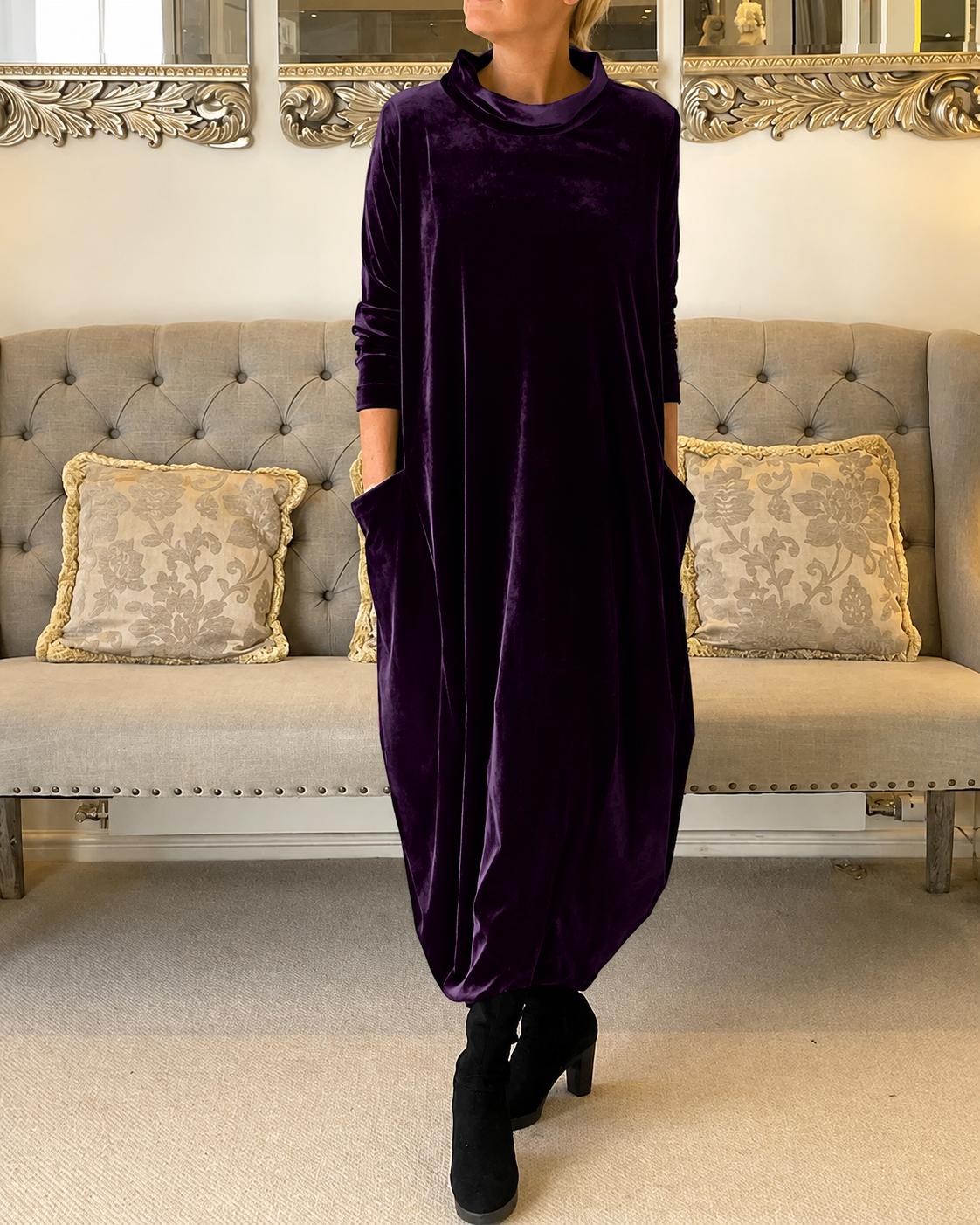 Zalinia - Vestido Elegante con Escote Redondo