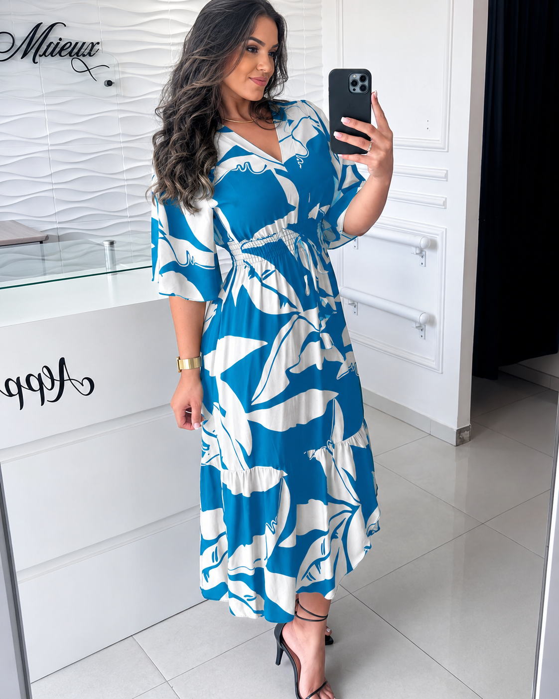 Agathe - Vestido Midi Sofisticado con Escote en V