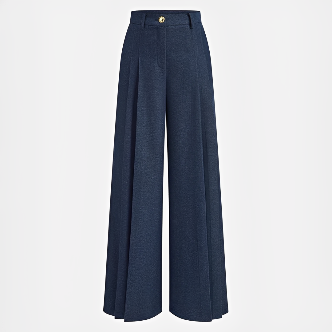 Odessa - Pantalones Casuales de Pierna Ancha con Pliegues