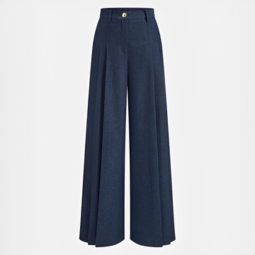 Odessa - Pantalones Casuales de Pierna Ancha con Pliegues