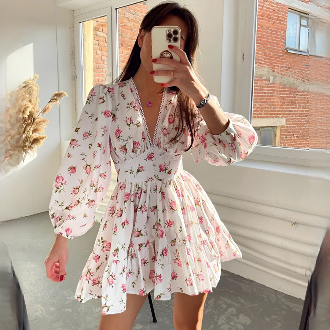 Jessamin - Vestido elegante de verano con estampado floral para mujeres