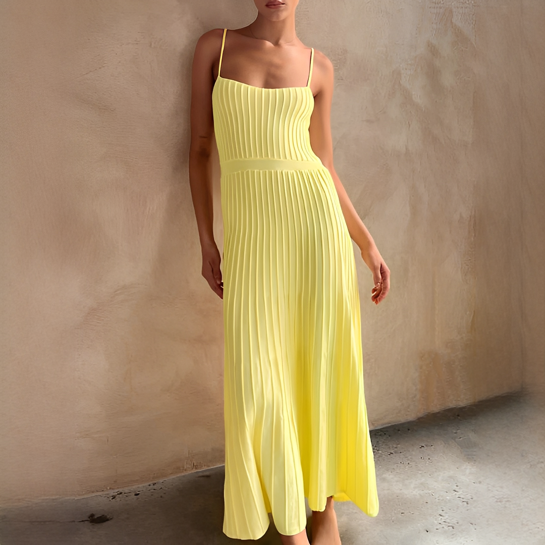 Pheobie - Vestido Midi Plisado Elegante