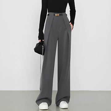 Hasmin - Pantalones rectos con bolsillos simples