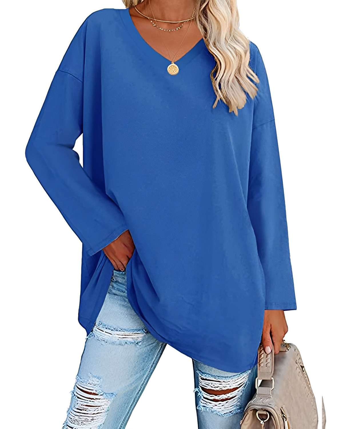 Kendra - Blusa Holgada con Escote en V Elegante
