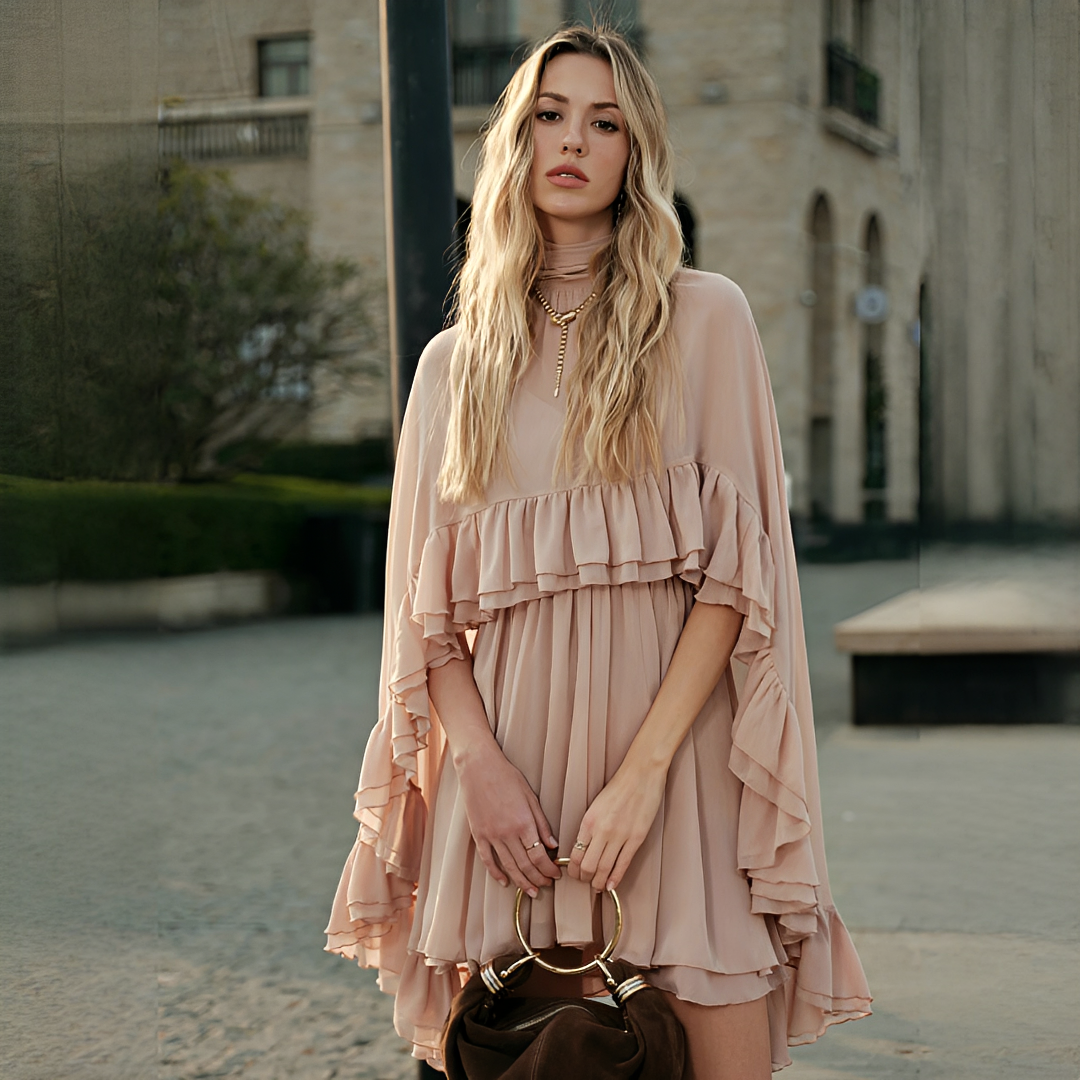 Zhuchin - Vestido con volantes a la moda