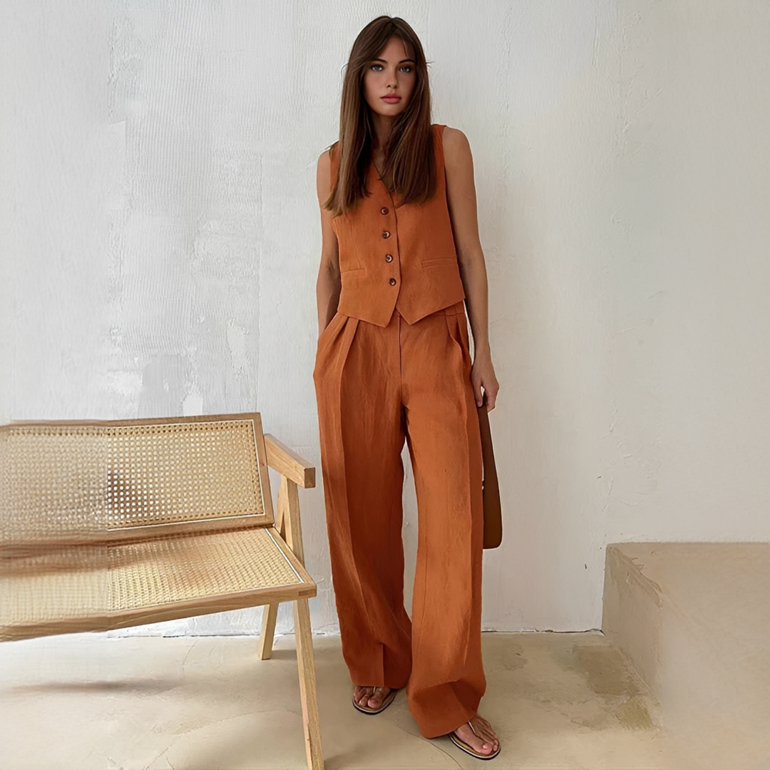 Eunise - Set sofisticado de top y pantalones