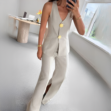 Verna - Conjunto casual de top sin mangas y pantalones