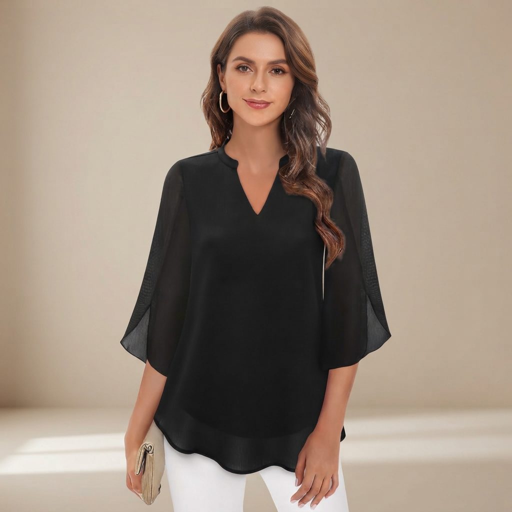 Arsine - Blusa Estilosa de Corte Holgado con Escote en V