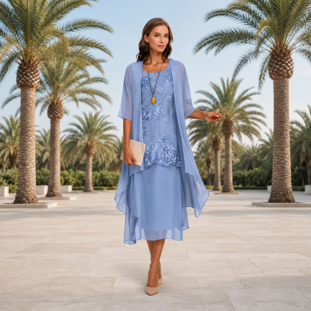 Krystal - Vestido Midi Sofisticado de Dos Piezas