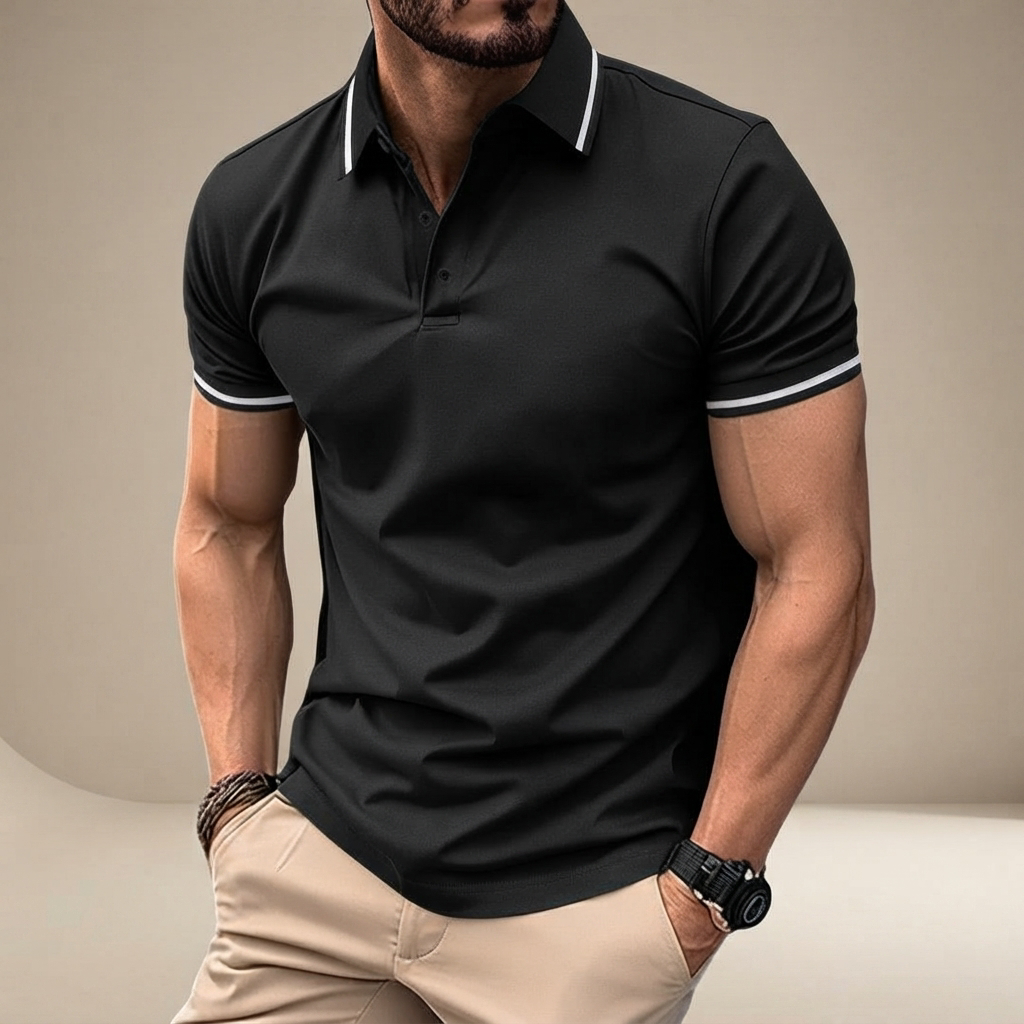 Elvan - Camisa Polo Casual con Medio Botón