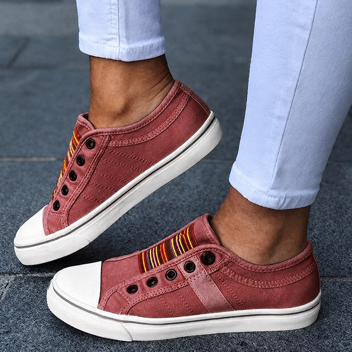 Jorrie - Zapatillas Clásicas de Tela con Elástico