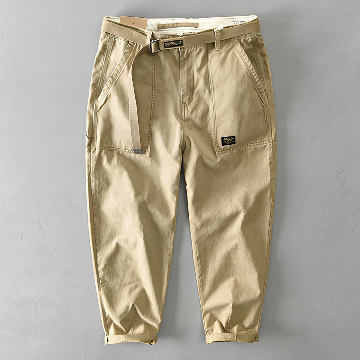 Jeoffrey - Pantalones Casuales con Cinturón y Ajuste Holgado