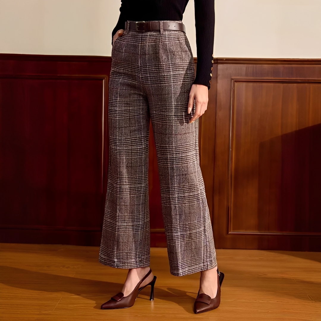 Christabel - Pantalones de Cuadros de Cintura Alta