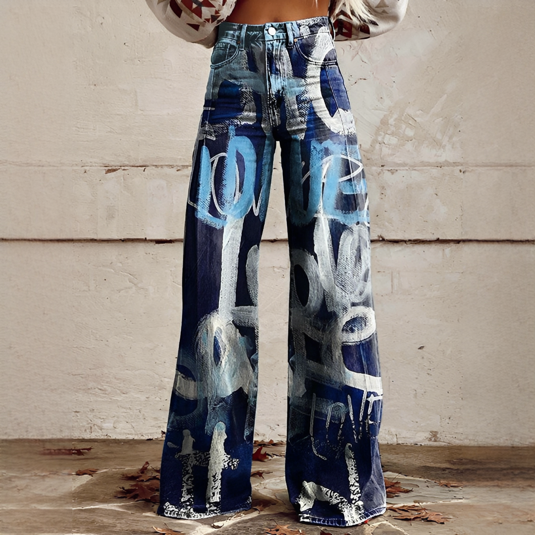 Shelley - Jeans de Pierna Ancha con Estampado para Uso Diario