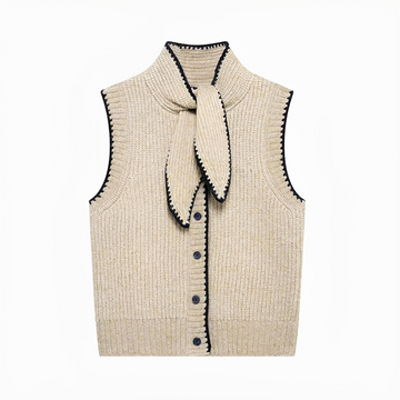 Dahlia - Chaleco Sofisticado con Lazada en el Cuello
