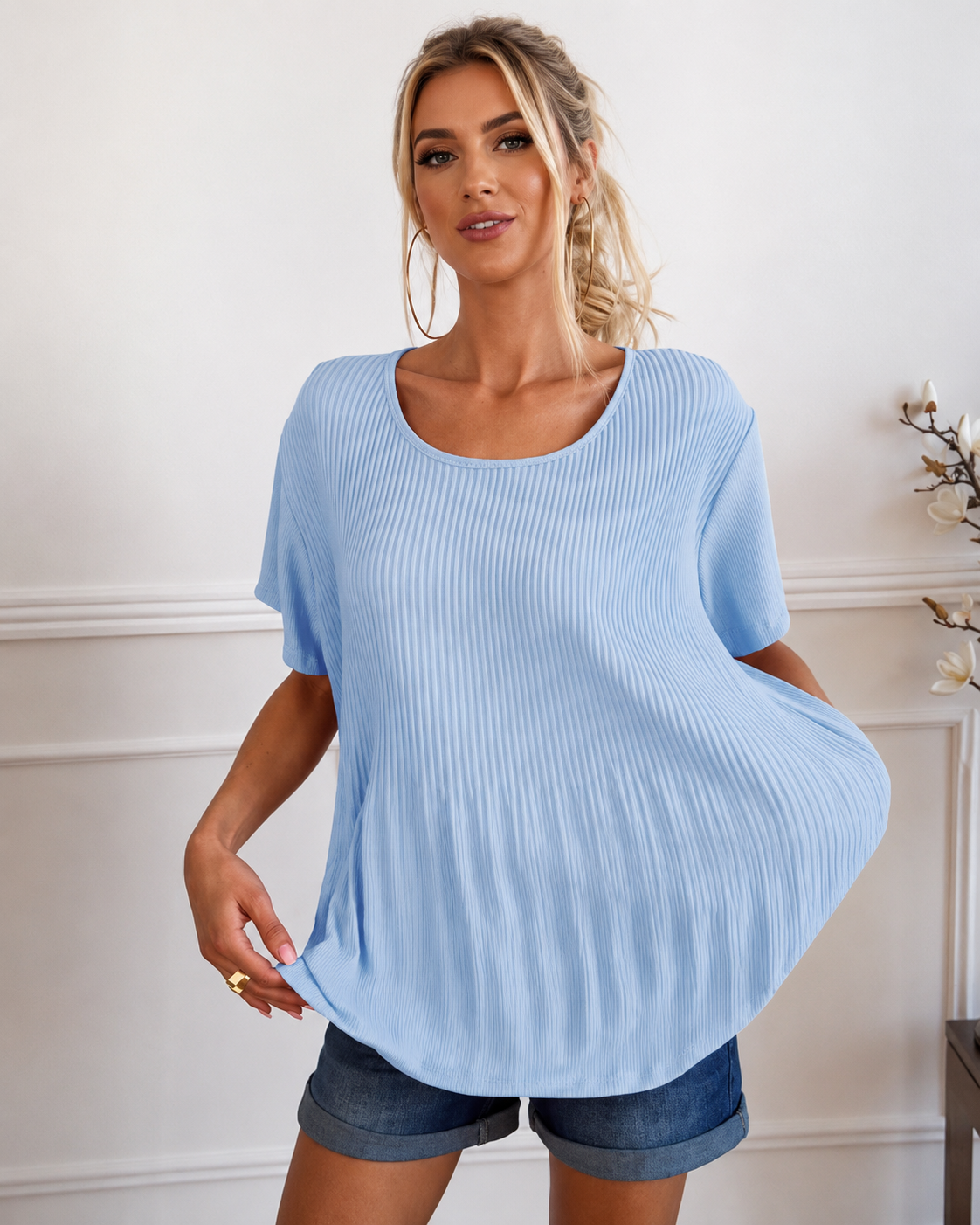 Rainelda - Blusa con Pliegues Sofisticada