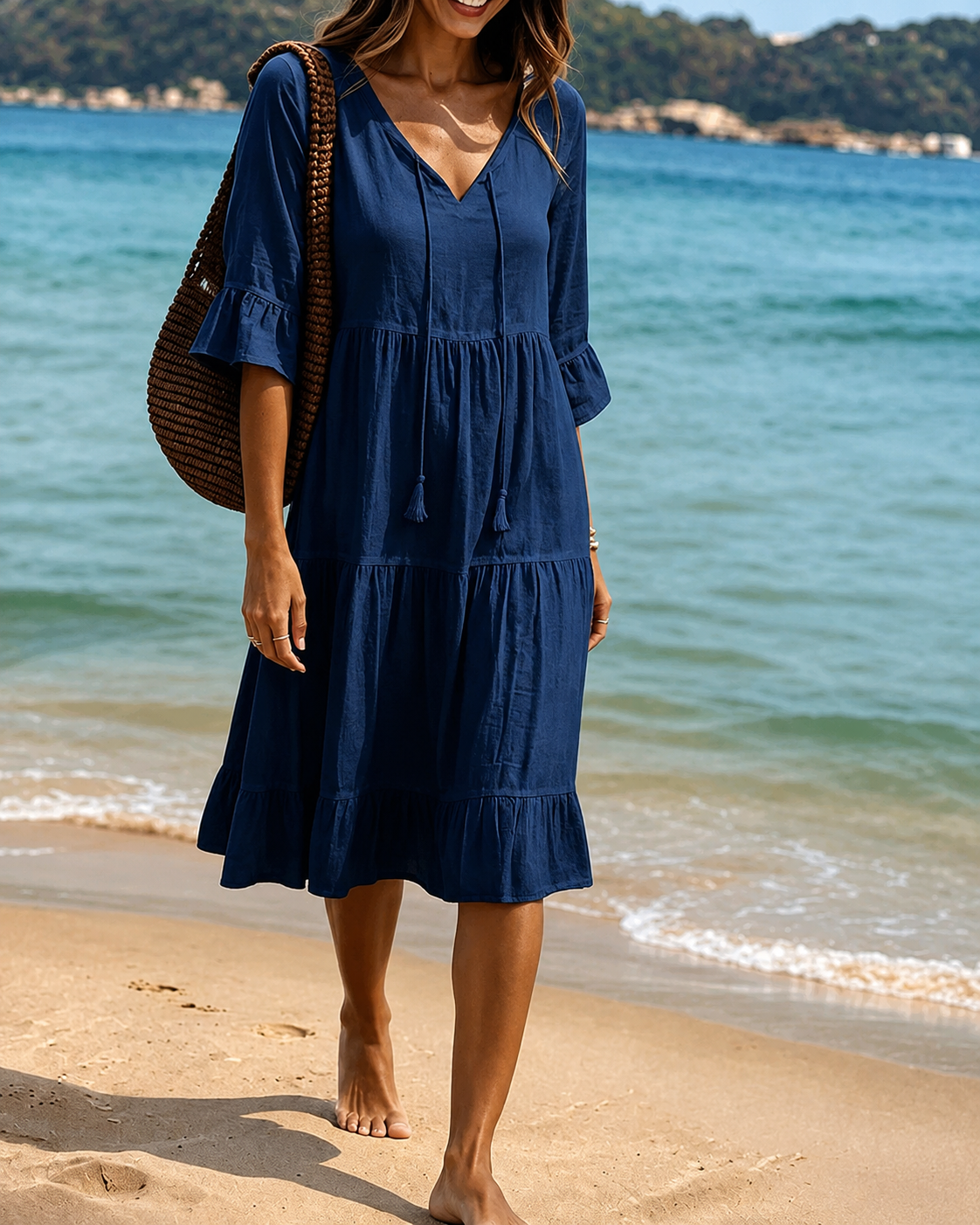 Lorraine - Elegante Vestido Midi con Escote en V