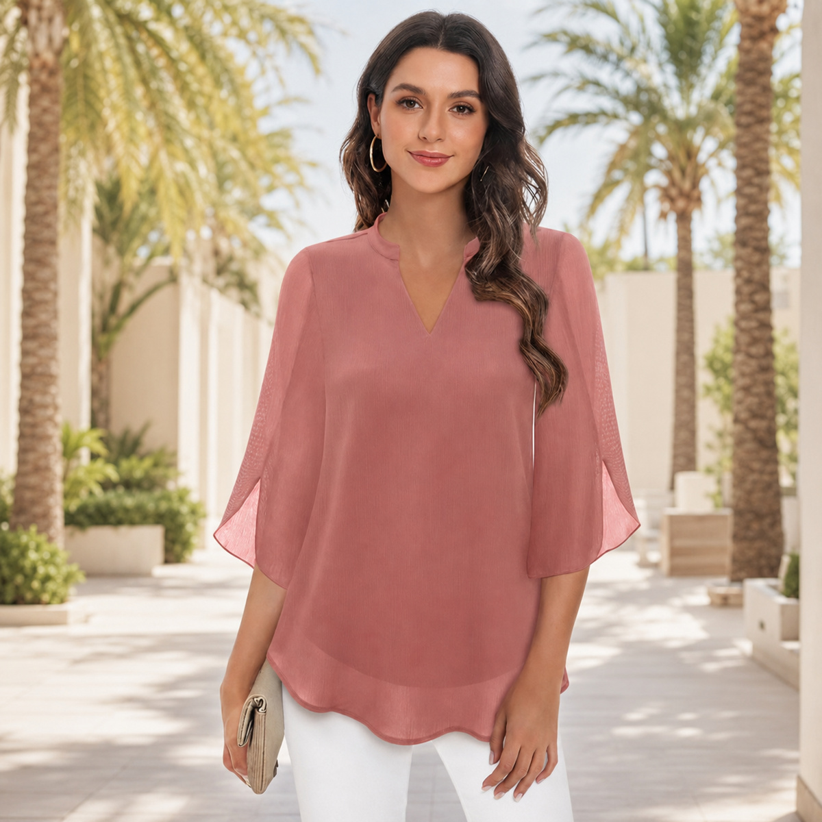 Arsine - Blusa Estilosa de Corte Holgado con Escote en V