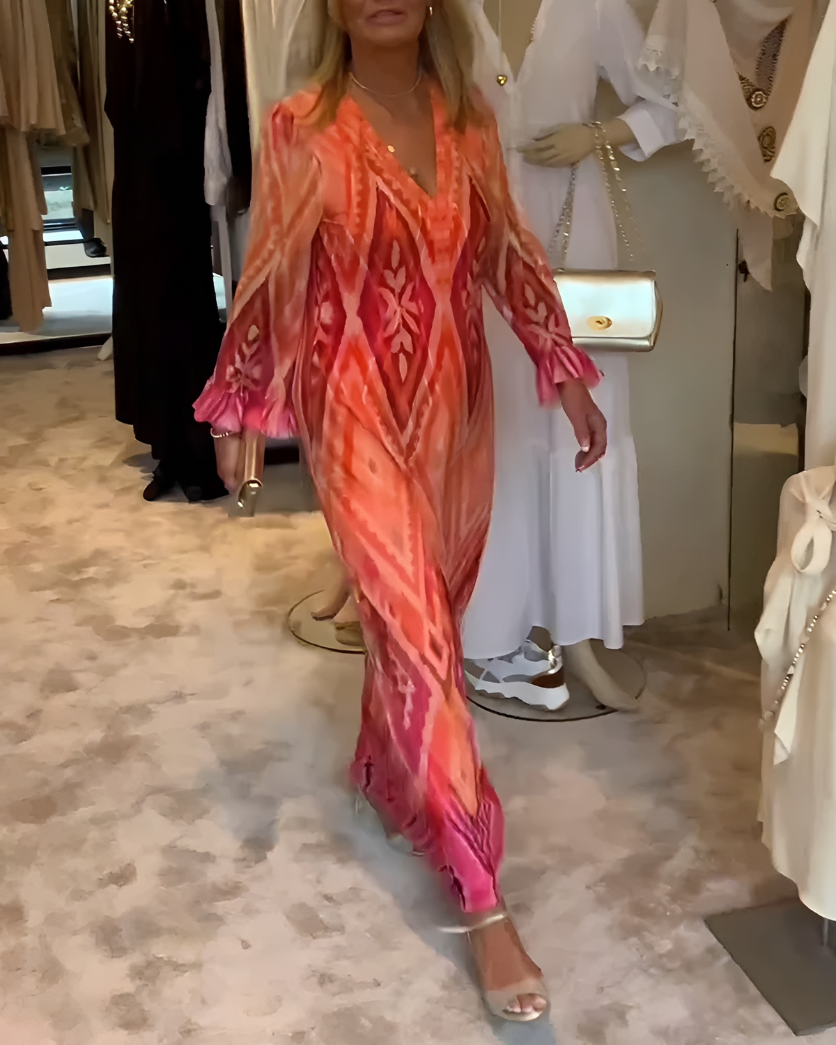 Glynnis - Vestido Largo de Manga Larga Sofisticado