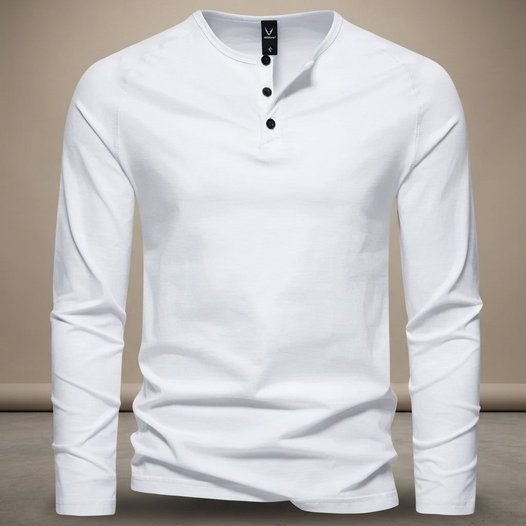 Keyhan - Camiseta Henley de Estilo Tradicional