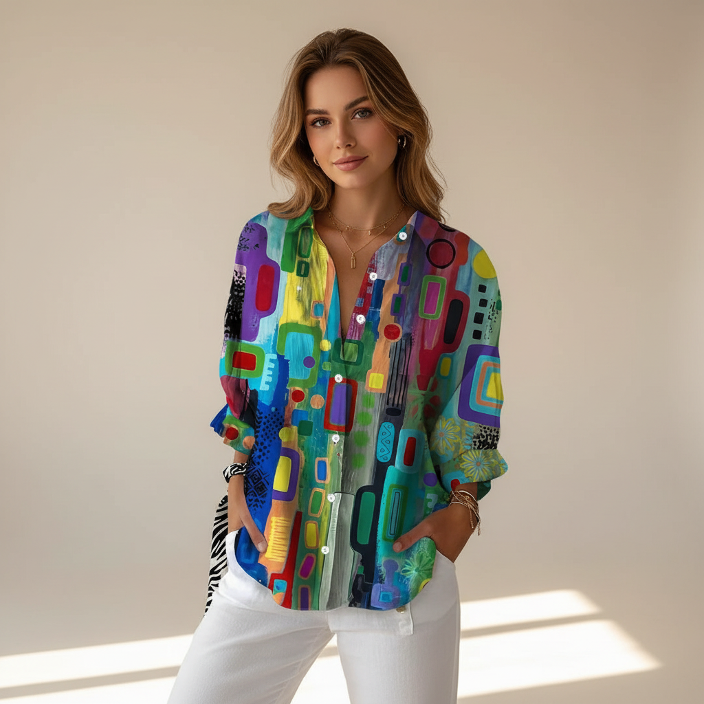 Naeryn - Camisa con Botones y Estampado a la Moda