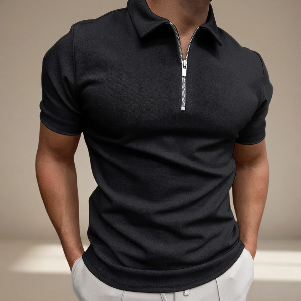 Kesean - Camisa Polo Casual con Media Cremallera