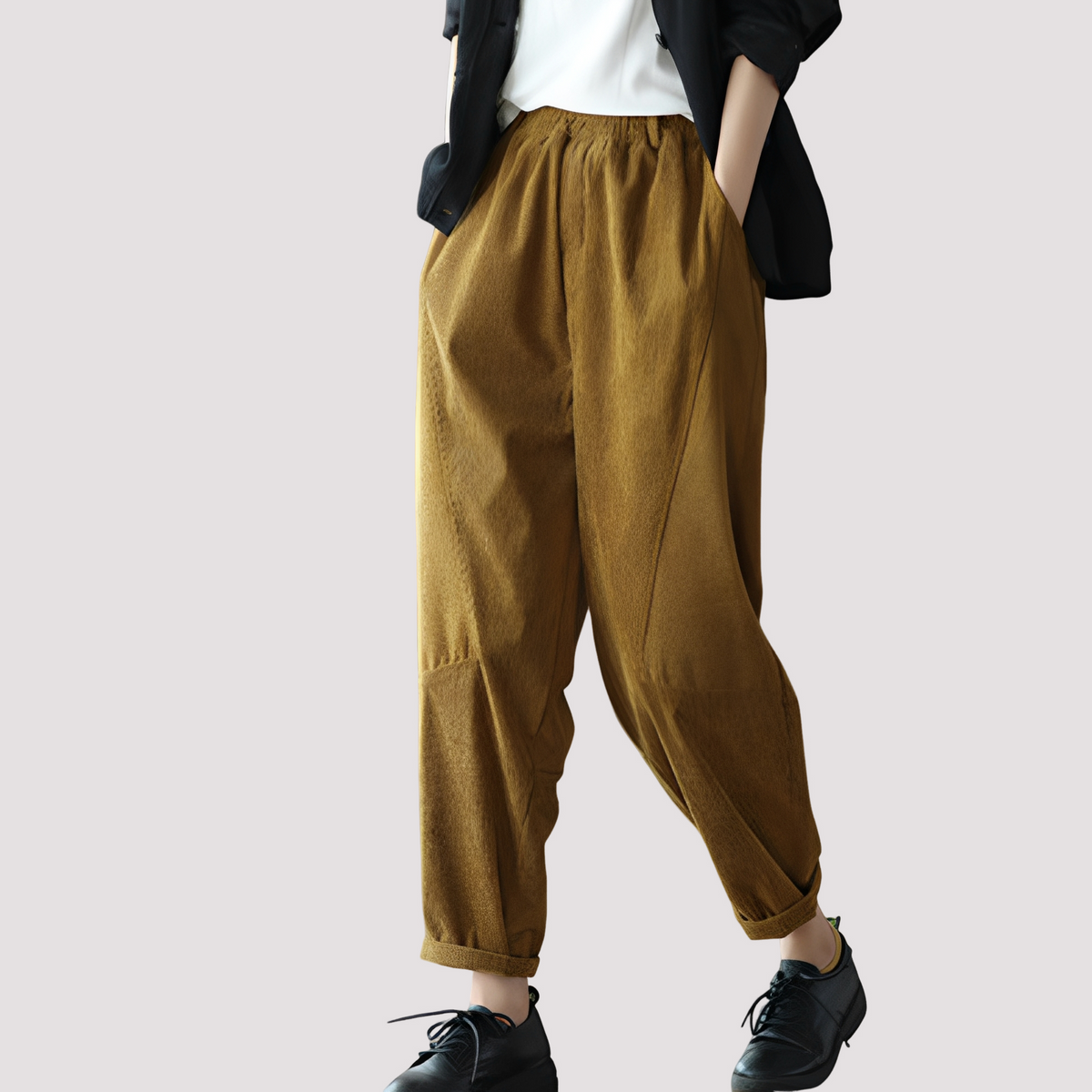 Stella - Pantalones harem informales con cintura elástica para mujeres