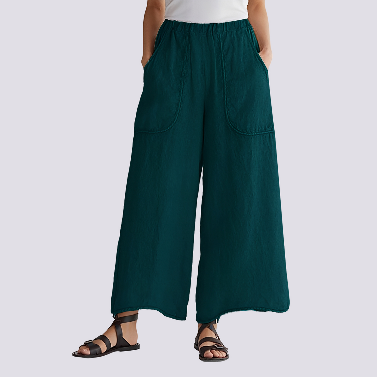 Angela - Pantalones casuales de pierna ancha para damas