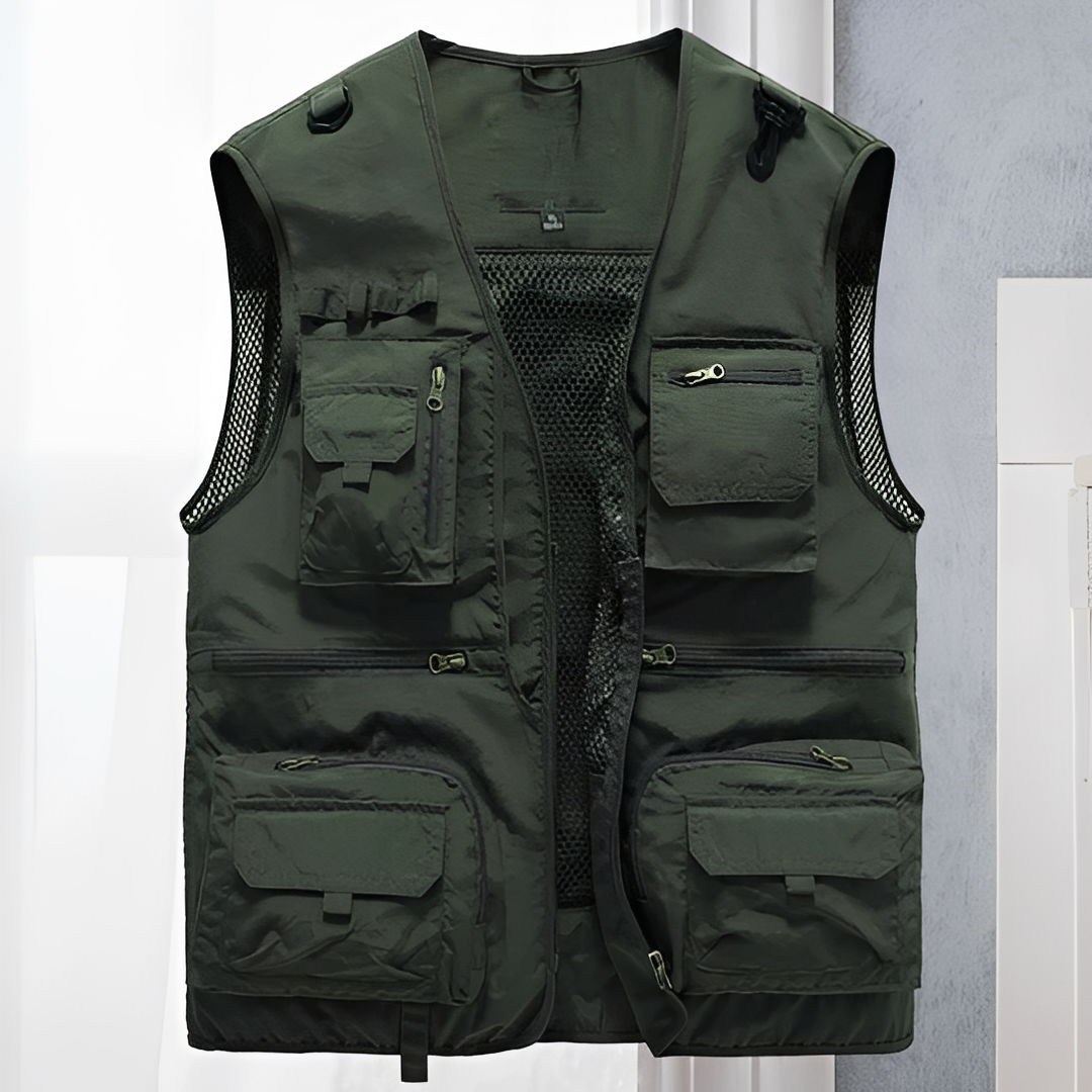 Arlan - Chaleco de verano con múltiples bolsillos para hombres