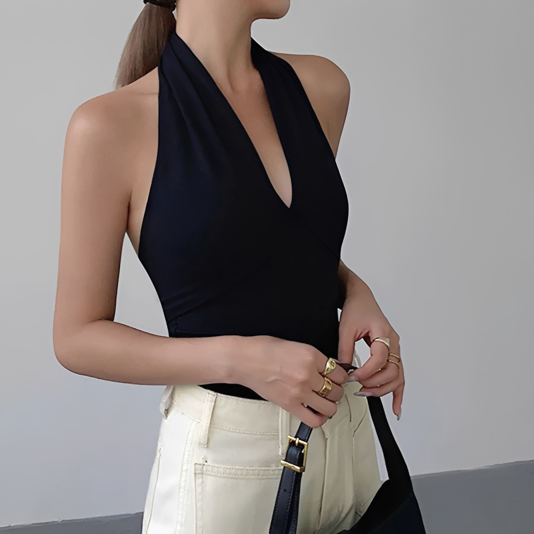 Reese - Top de Tirantes Halter sin Espalda Elegante