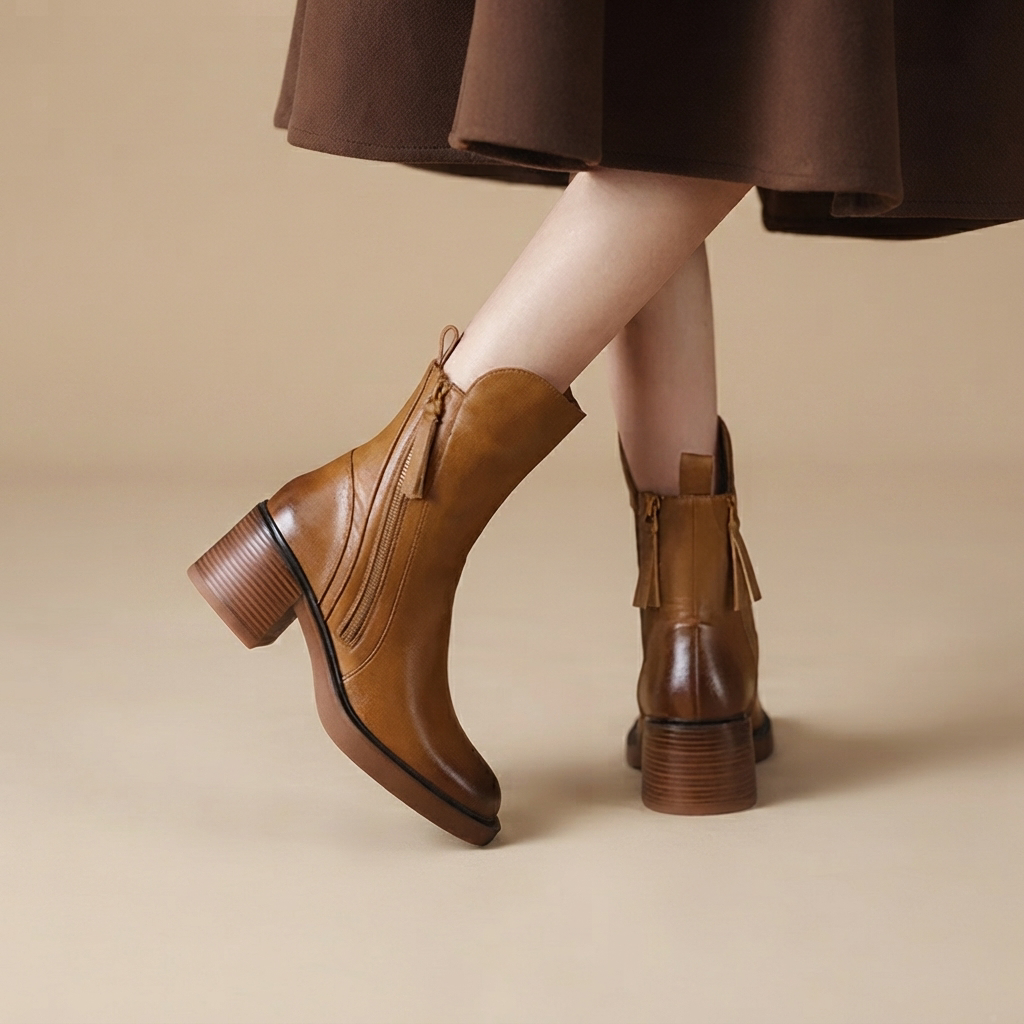 Jadonna - Botas Elegantes con Tacón y Cremallera