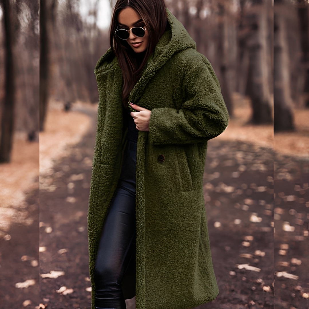 Lucette - Abrigo de invierno con capucha de piel sintética para mujeres