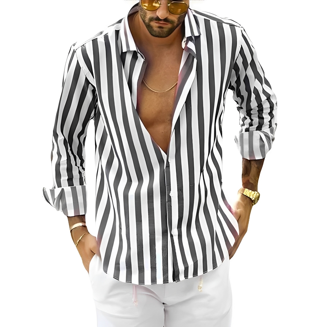 Roldan - Camisa de verano rayada para hombre