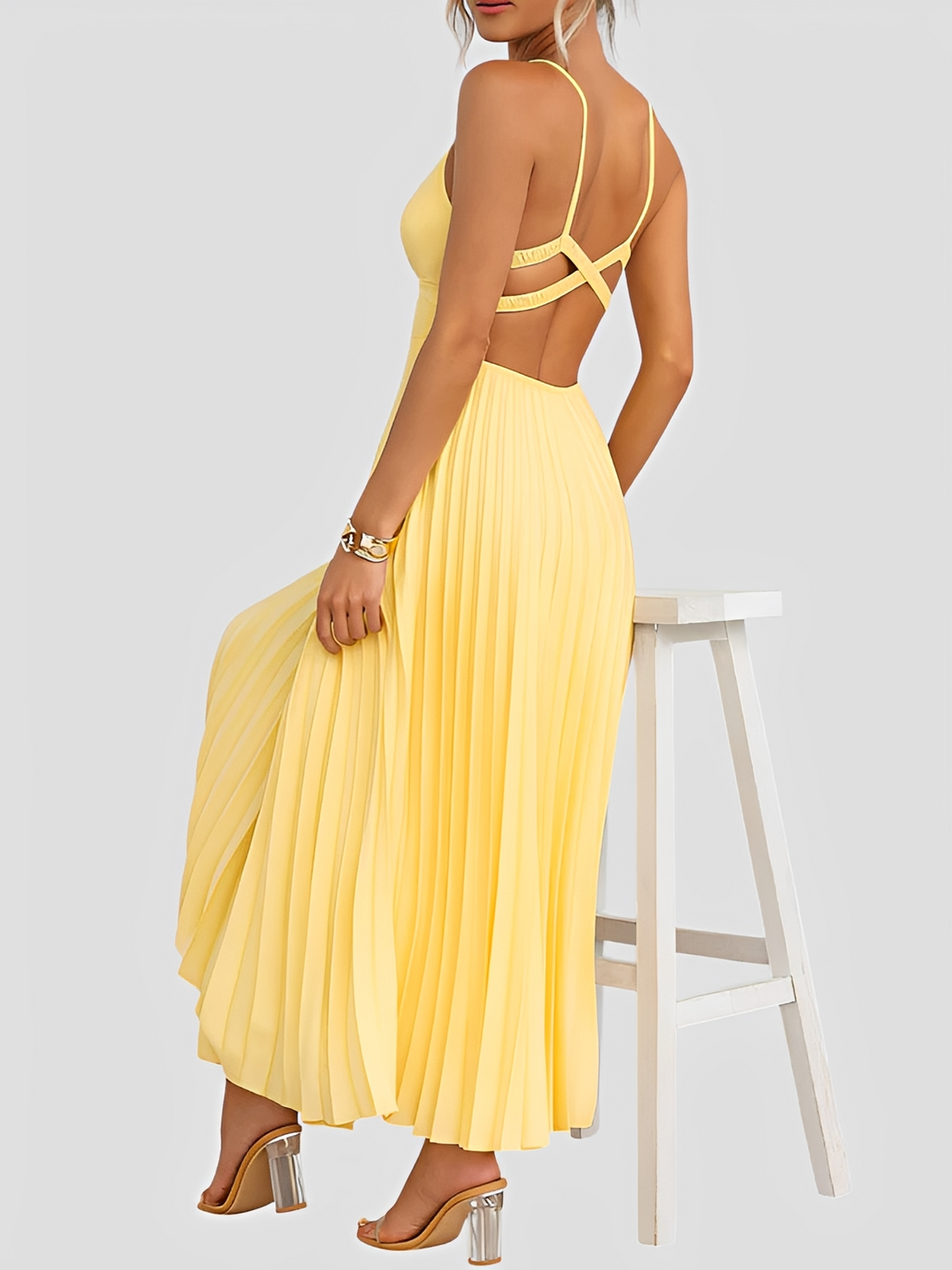 Anjanae - Vestido Sofisticado con Pliegues y Escote en V