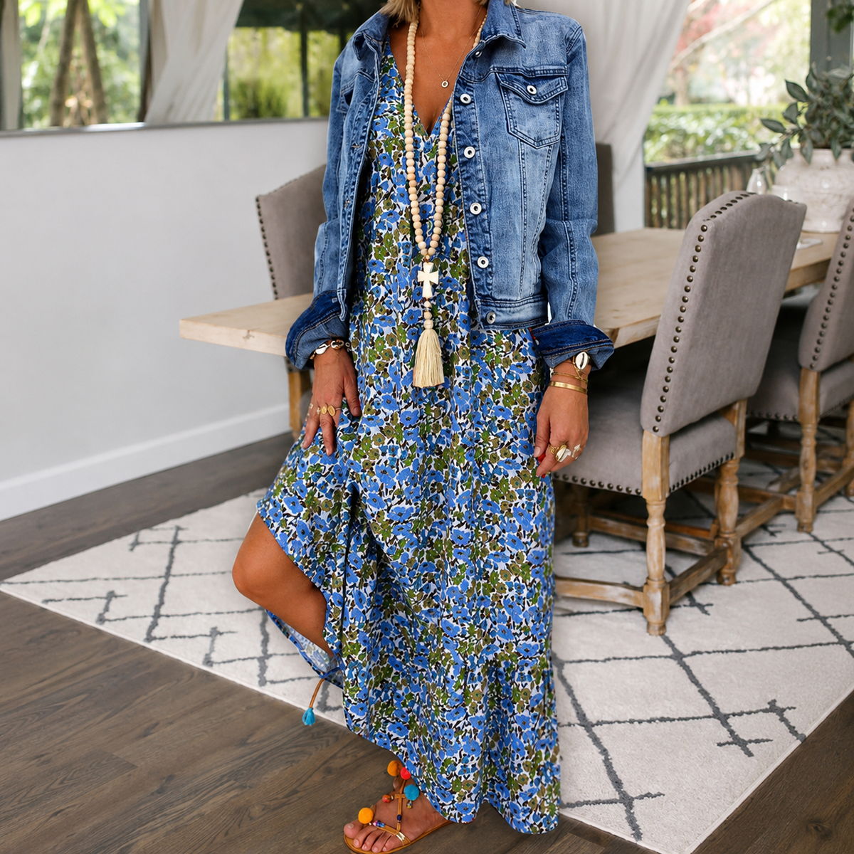 Shalisha - Vestido Bohemio Sofisticado con Escote en V