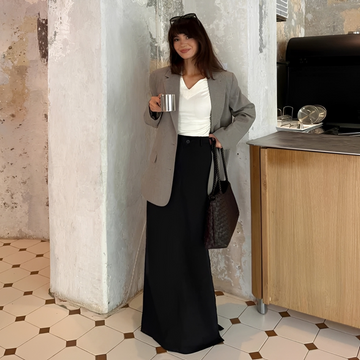 Noelle - Falda Maxi Esencial con Botones