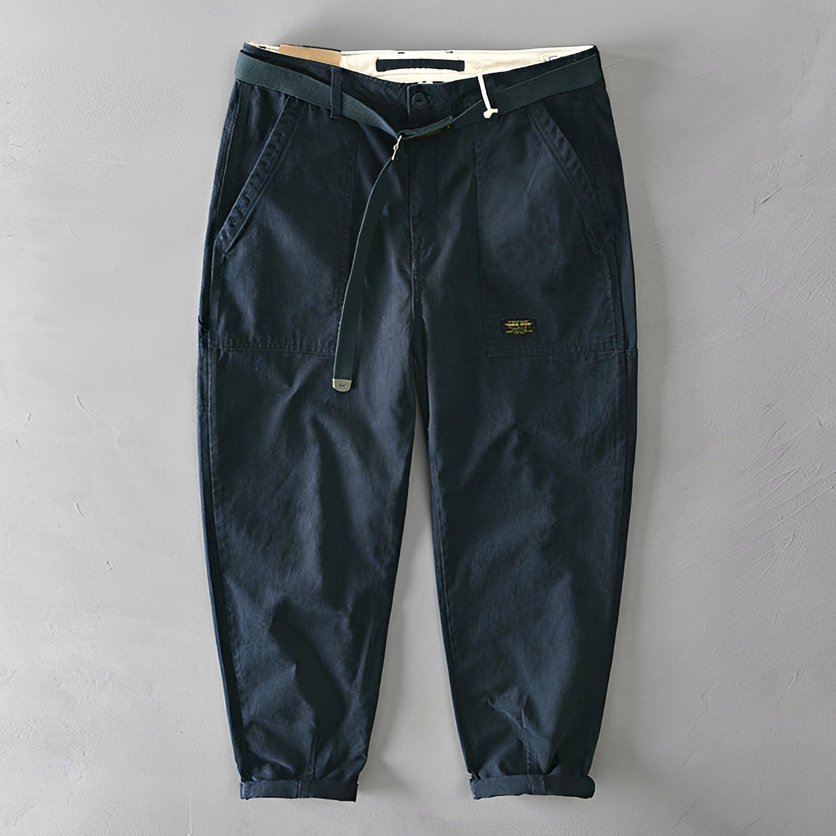 Jeoffrey - Pantalones Casuales con Cinturón y Ajuste Holgado