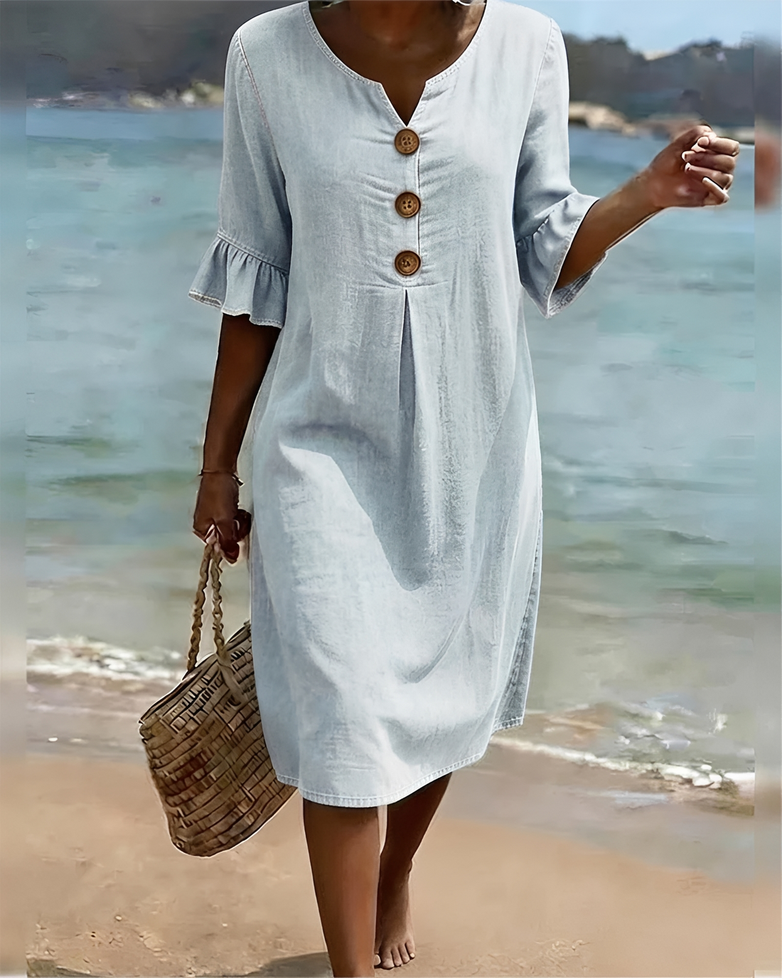 Zahara - Vestido Midi con Botones Sofisticado