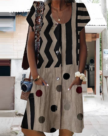Melinda - Vestido Mini con Botones Atractivo