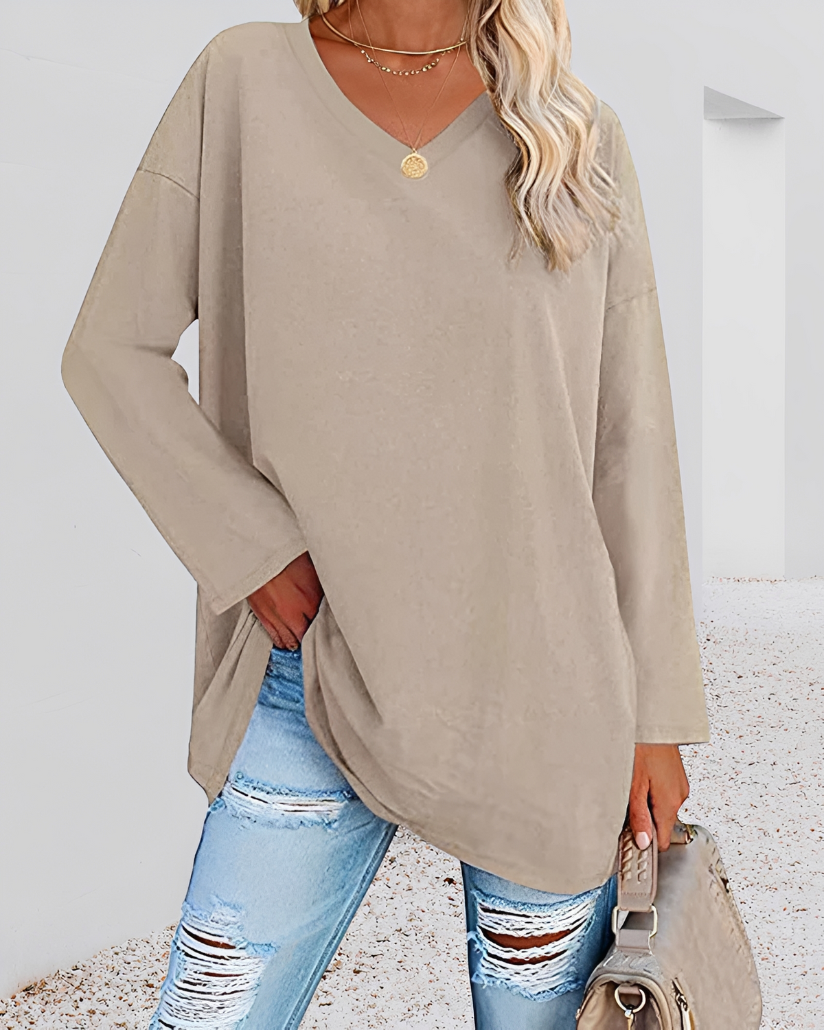 Kendra - Blusa Holgada con Escote en V Elegante