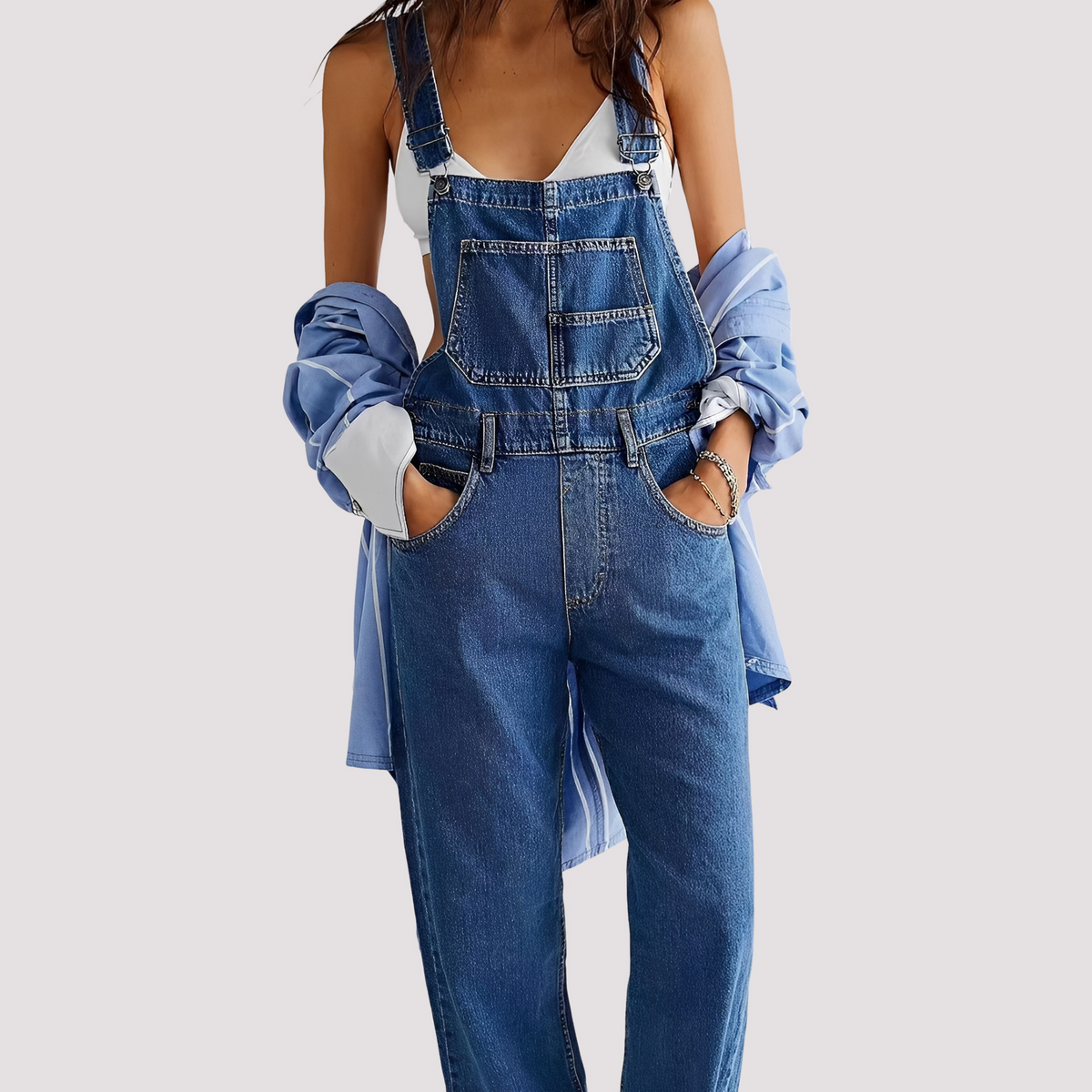 Sophie - Mono vaquero casual de corte holgado para damas