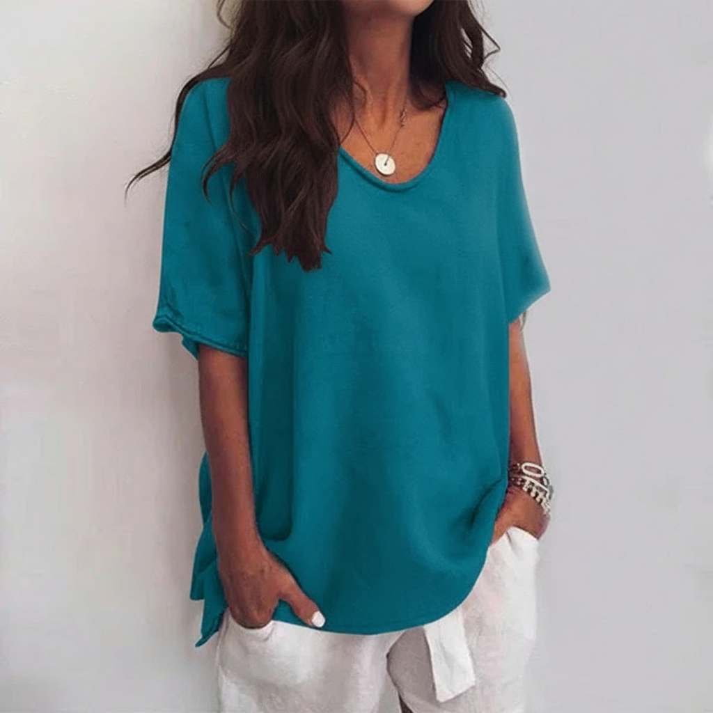 Aurora - Camiseta Casual de Cuello Redondo