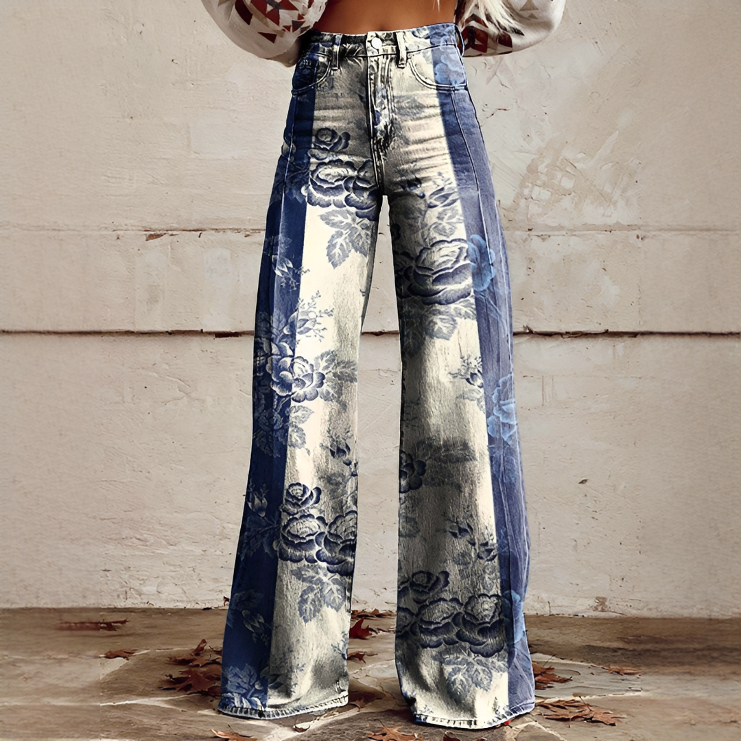Shelley - Jeans de Pierna Ancha con Estampado para Uso Diario