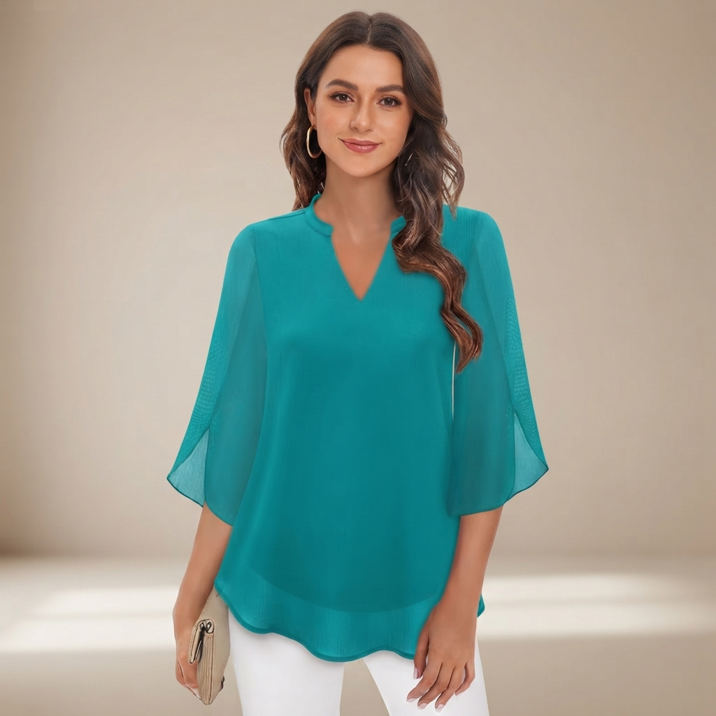 Arsine - Blusa Estilosa de Corte Holgado con Escote en V