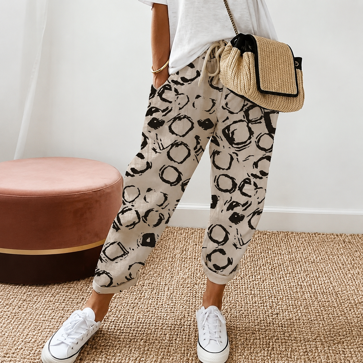 Chelease - Pantalones con Cuerda para Uso Diario