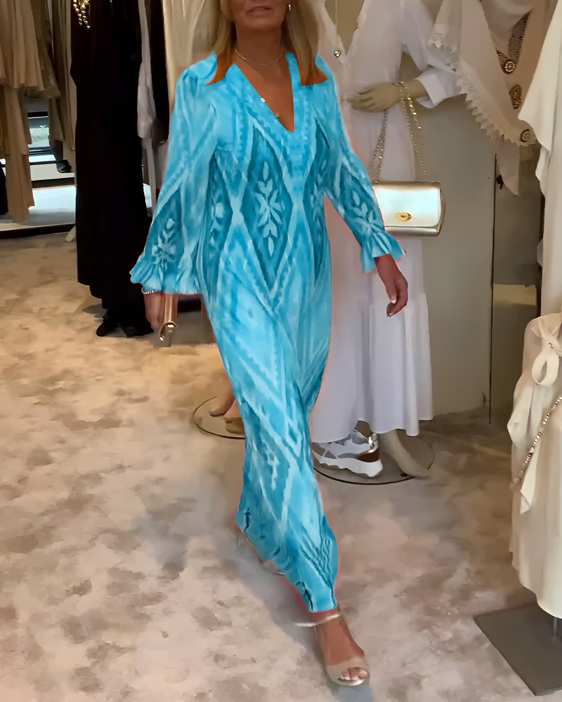 Glynnis - Vestido Largo de Manga Larga Sofisticado