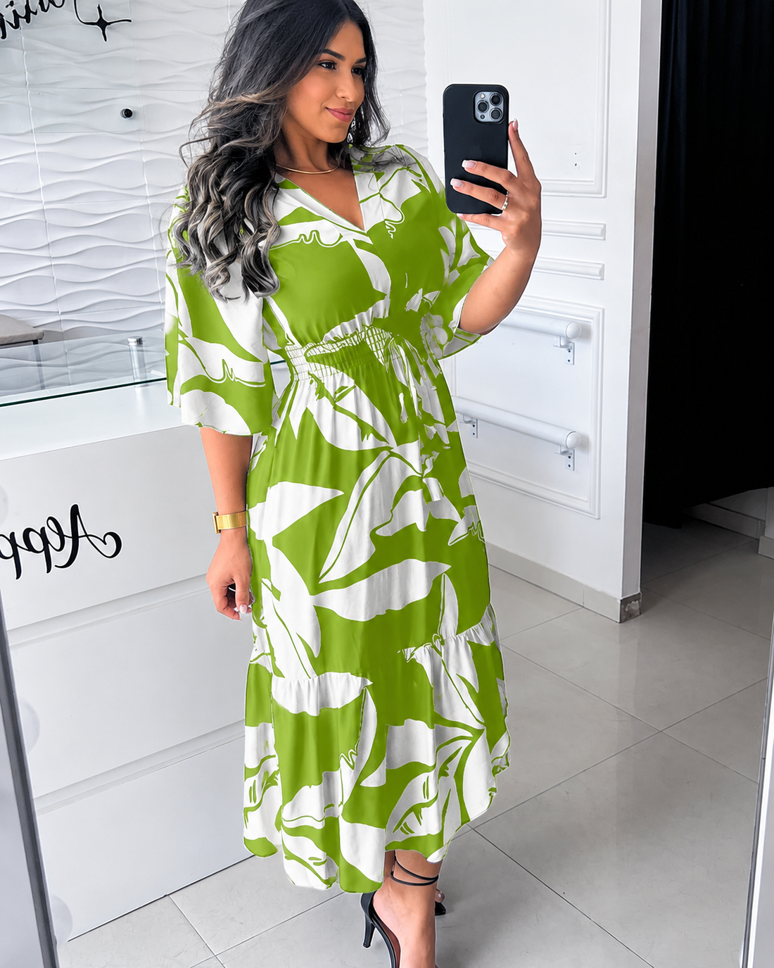 Agathe - Vestido Midi Sofisticado con Escote en V