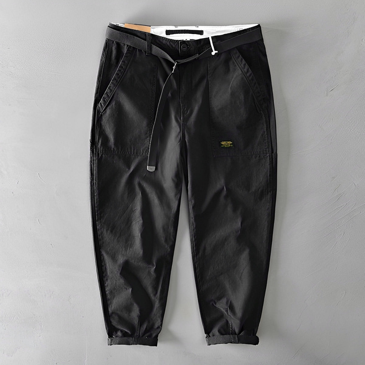 Jeoffrey - Pantalones Casuales con Cinturón y Ajuste Holgado